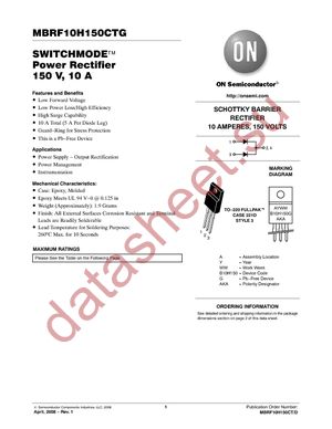 MBRF10H150CTG datasheet  